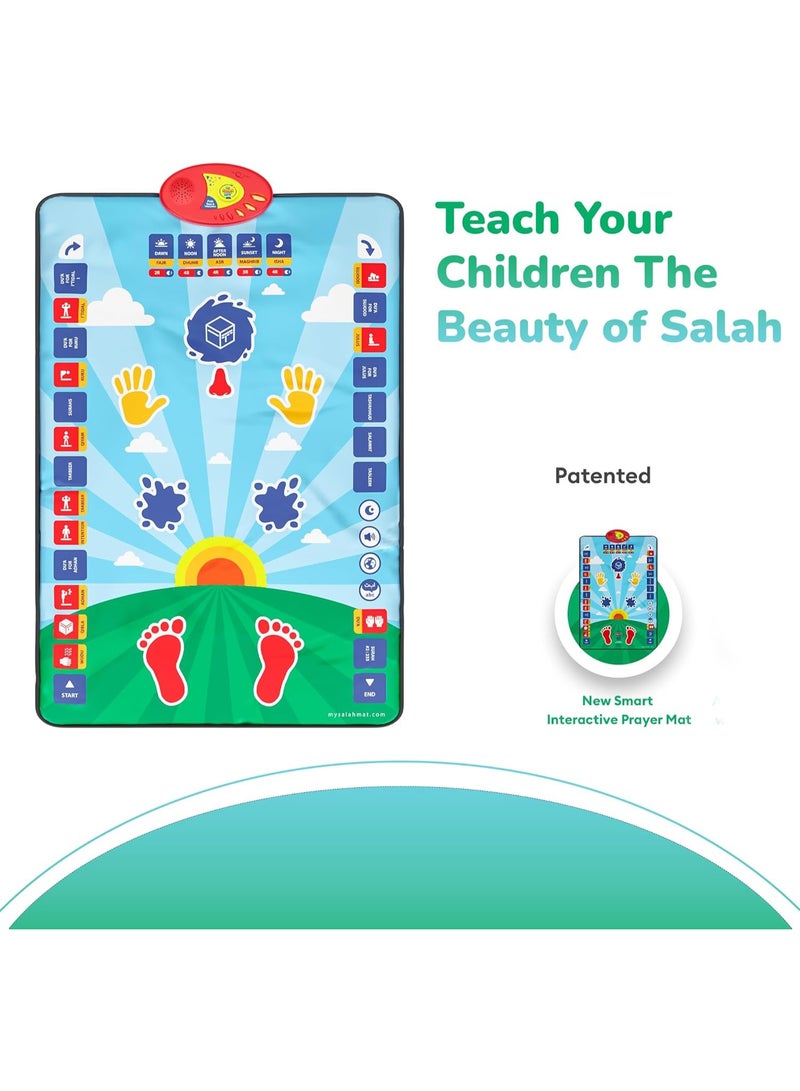 Eworld Interactive Kids Muslim Prayer Mat – Blue Electronic Salah Learning Mat with 36 Touch-Sensitive Keys, 10 Languages, Surahs, Wudu & Duas | Padded Educational Islamic Gift - Image 2